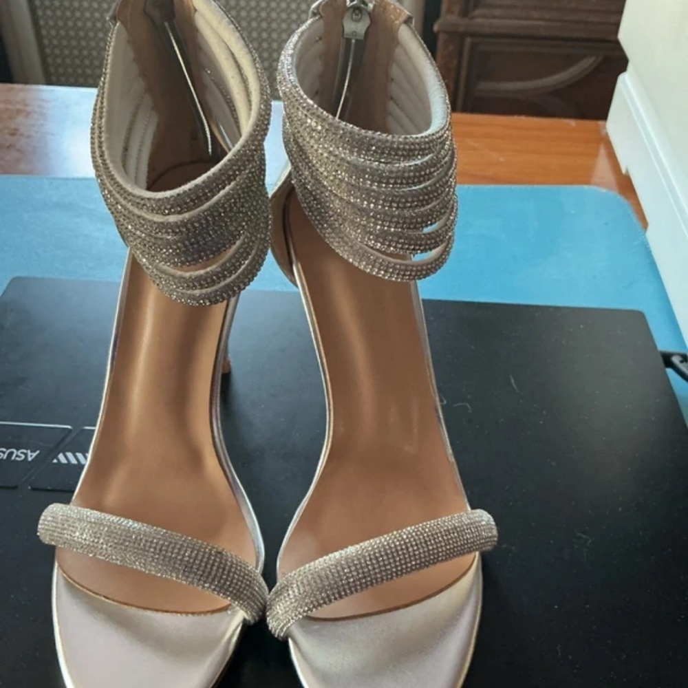 Next Silver Strappy Heels